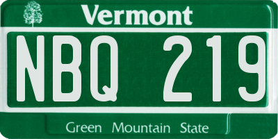VT license plate NBQ219