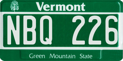 VT license plate NBQ226