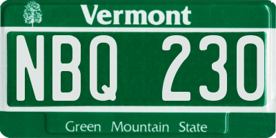 VT license plate NBQ230