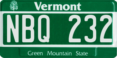 VT license plate NBQ232
