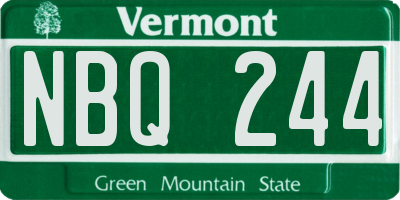 VT license plate NBQ244