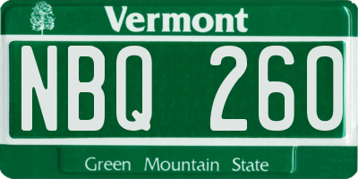 VT license plate NBQ260