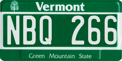 VT license plate NBQ266