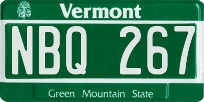 VT license plate NBQ267