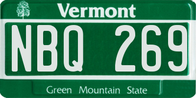 VT license plate NBQ269