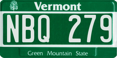 VT license plate NBQ279