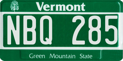 VT license plate NBQ285