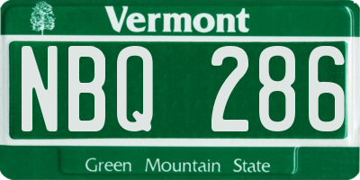 VT license plate NBQ286