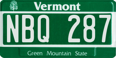VT license plate NBQ287