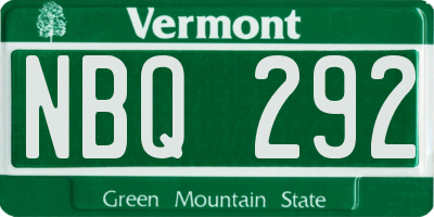 VT license plate NBQ292