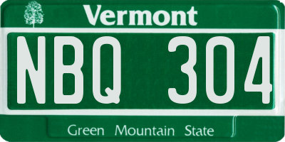 VT license plate NBQ304