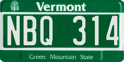 VT license plate NBQ314