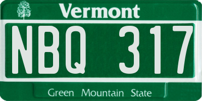 VT license plate NBQ317