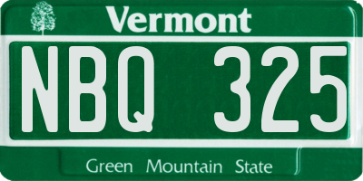 VT license plate NBQ325
