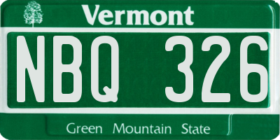 VT license plate NBQ326