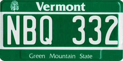 VT license plate NBQ332