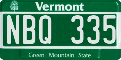 VT license plate NBQ335