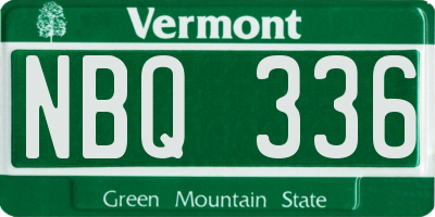 VT license plate NBQ336