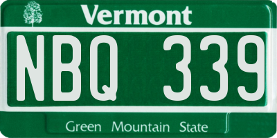 VT license plate NBQ339