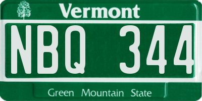 VT license plate NBQ344