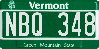VT license plate NBQ348