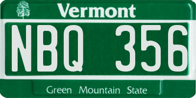 VT license plate NBQ356
