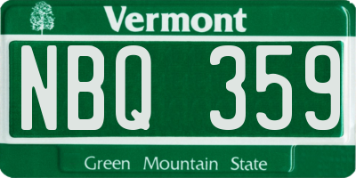 VT license plate NBQ359