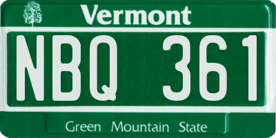 VT license plate NBQ361