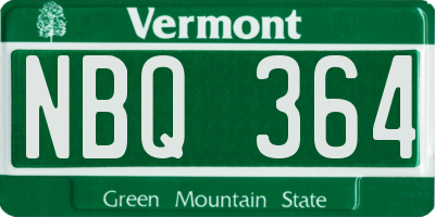 VT license plate NBQ364