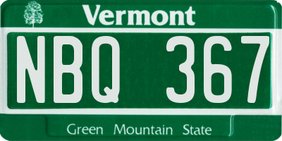 VT license plate NBQ367