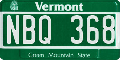 VT license plate NBQ368