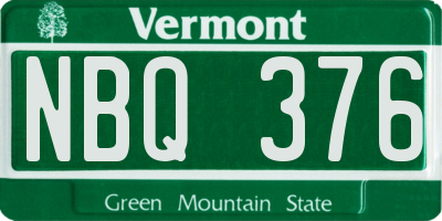 VT license plate NBQ376