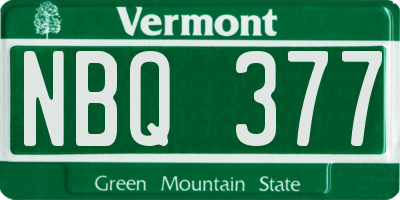 VT license plate NBQ377
