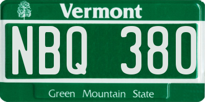 VT license plate NBQ380
