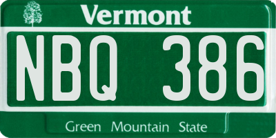 VT license plate NBQ386