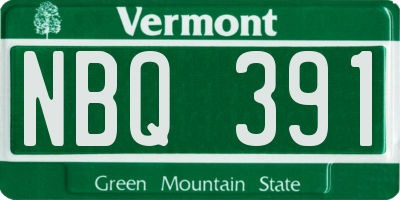 VT license plate NBQ391