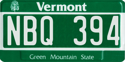VT license plate NBQ394