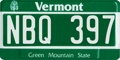 VT license plate NBQ397