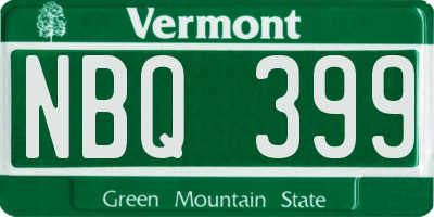 VT license plate NBQ399