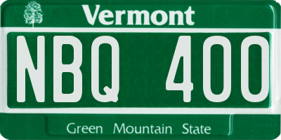 VT license plate NBQ400