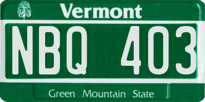 VT license plate NBQ403