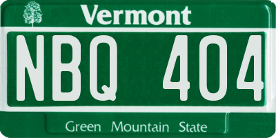 VT license plate NBQ404
