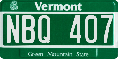 VT license plate NBQ407