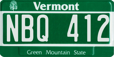 VT license plate NBQ412
