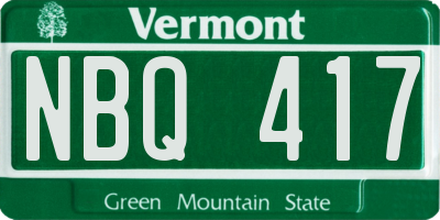 VT license plate NBQ417