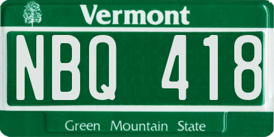 VT license plate NBQ418