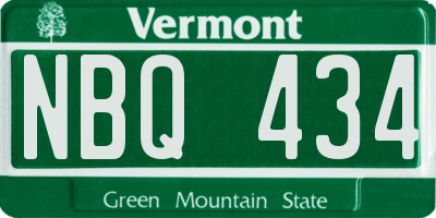 VT license plate NBQ434