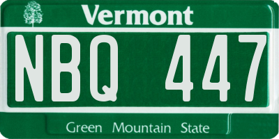 VT license plate NBQ447