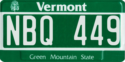 VT license plate NBQ449
