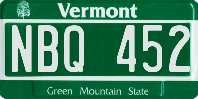 VT license plate NBQ452